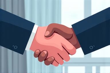 交渉・円満解決を描く握手のイラスト